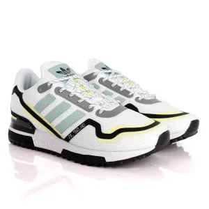 Adidas ZX 750 HD White Sneakers With Classic Yellow And Celeste Green Designs