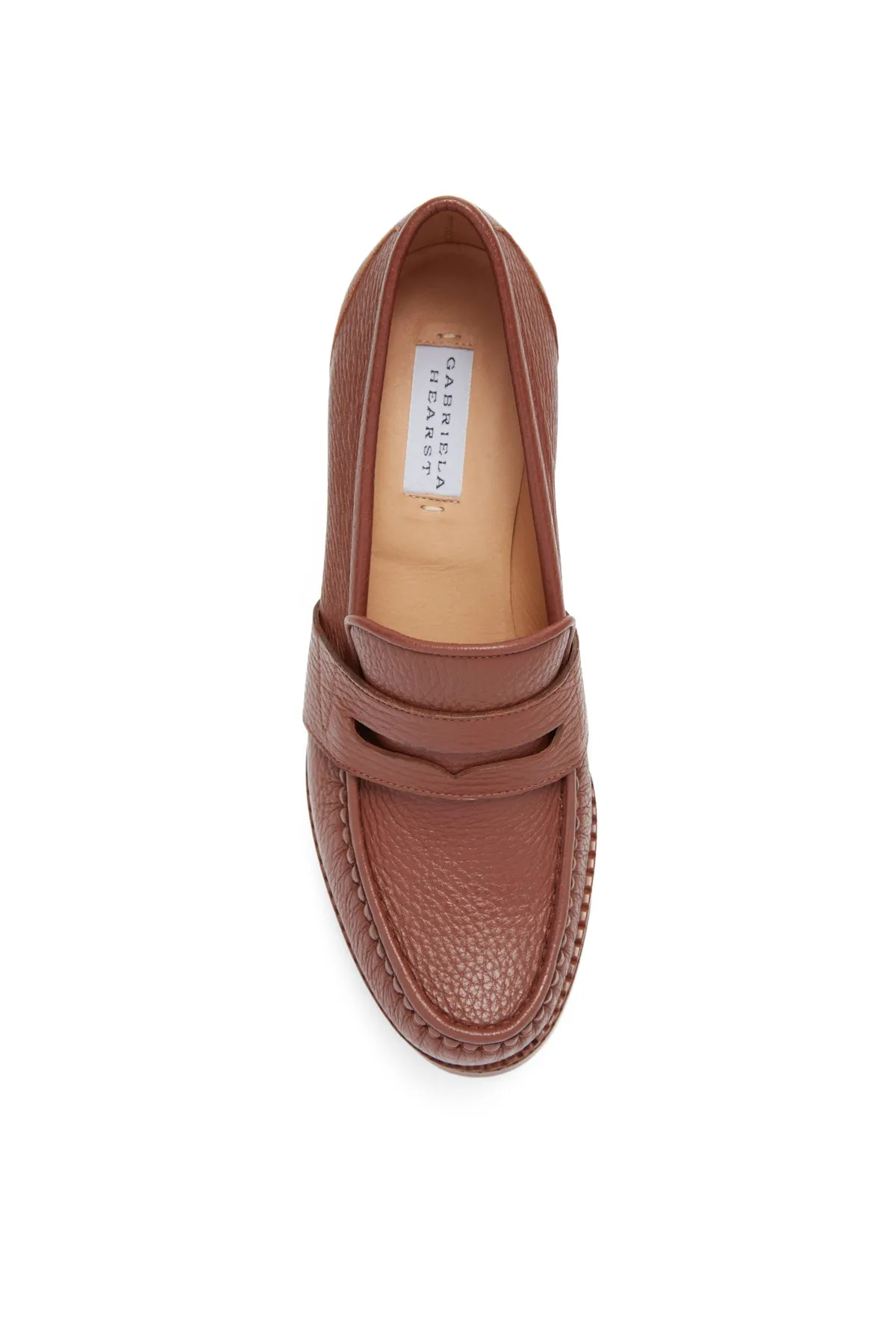 Augusta Platform Loafer in Cognac Textured Leather