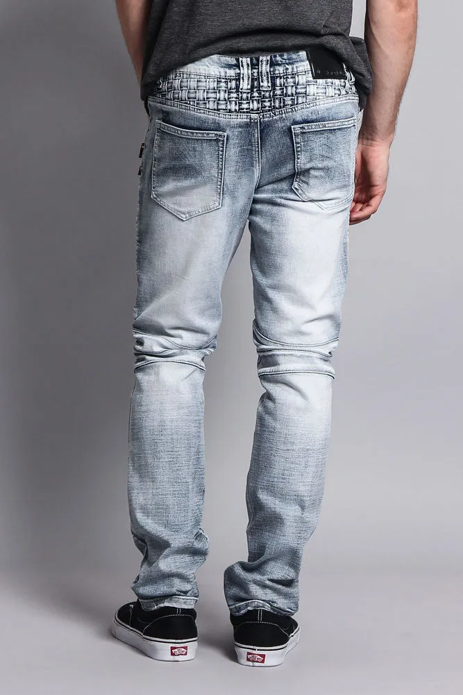 Basket Weave Biker Jeans