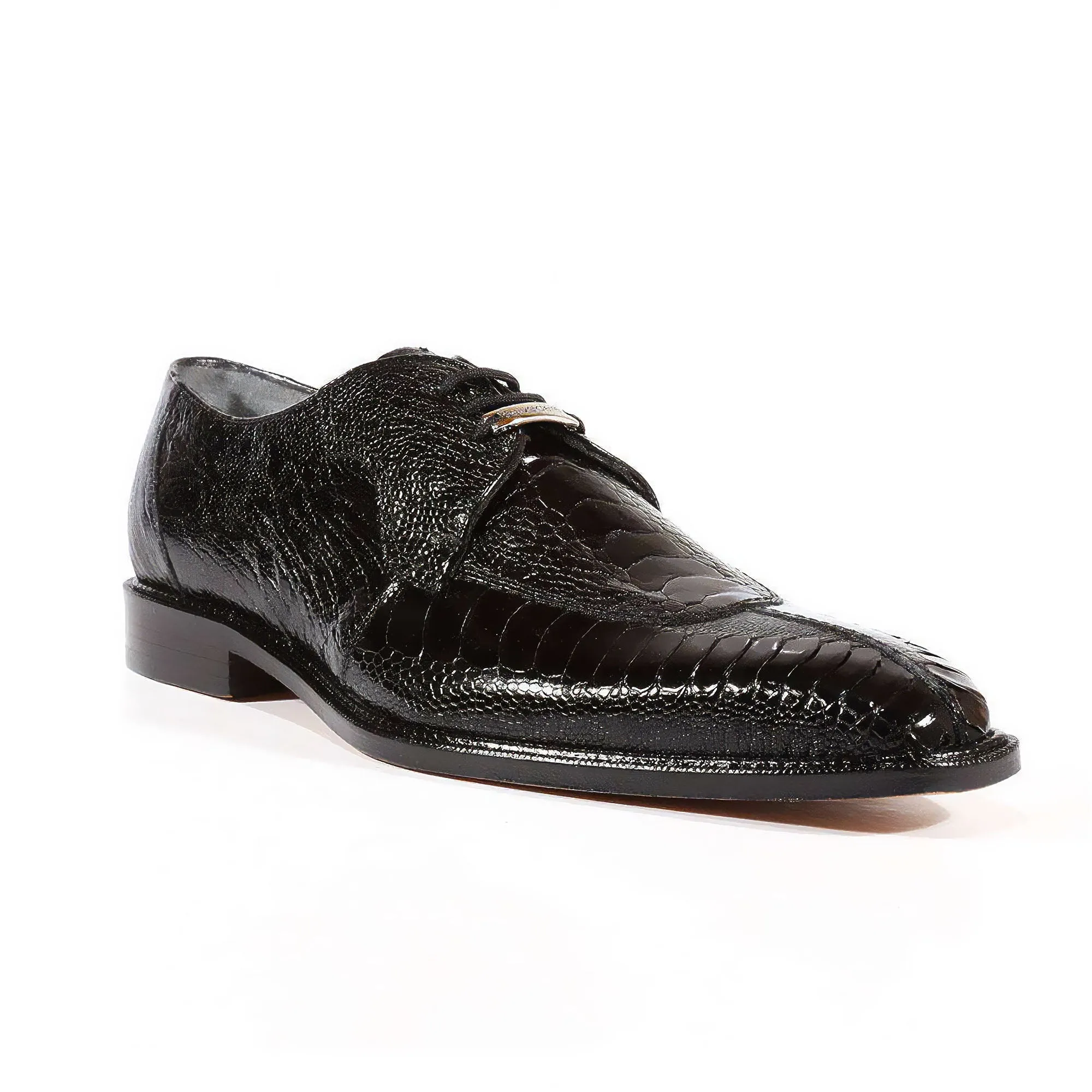 Belvedere Siena in Black Genuine Ostrich Leg Oxfords