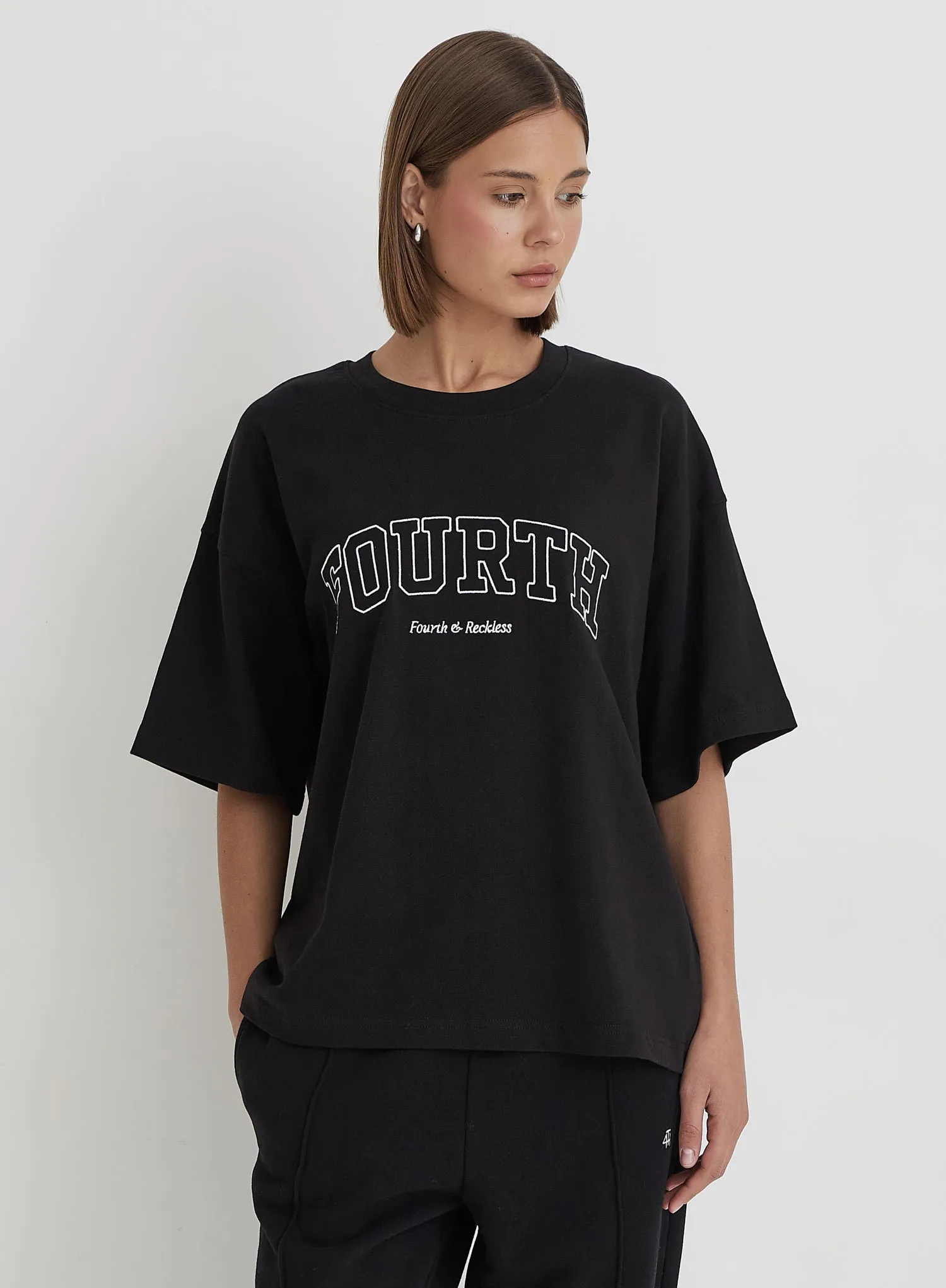 Black Oversized Fourth Applique T-shirt – Alice