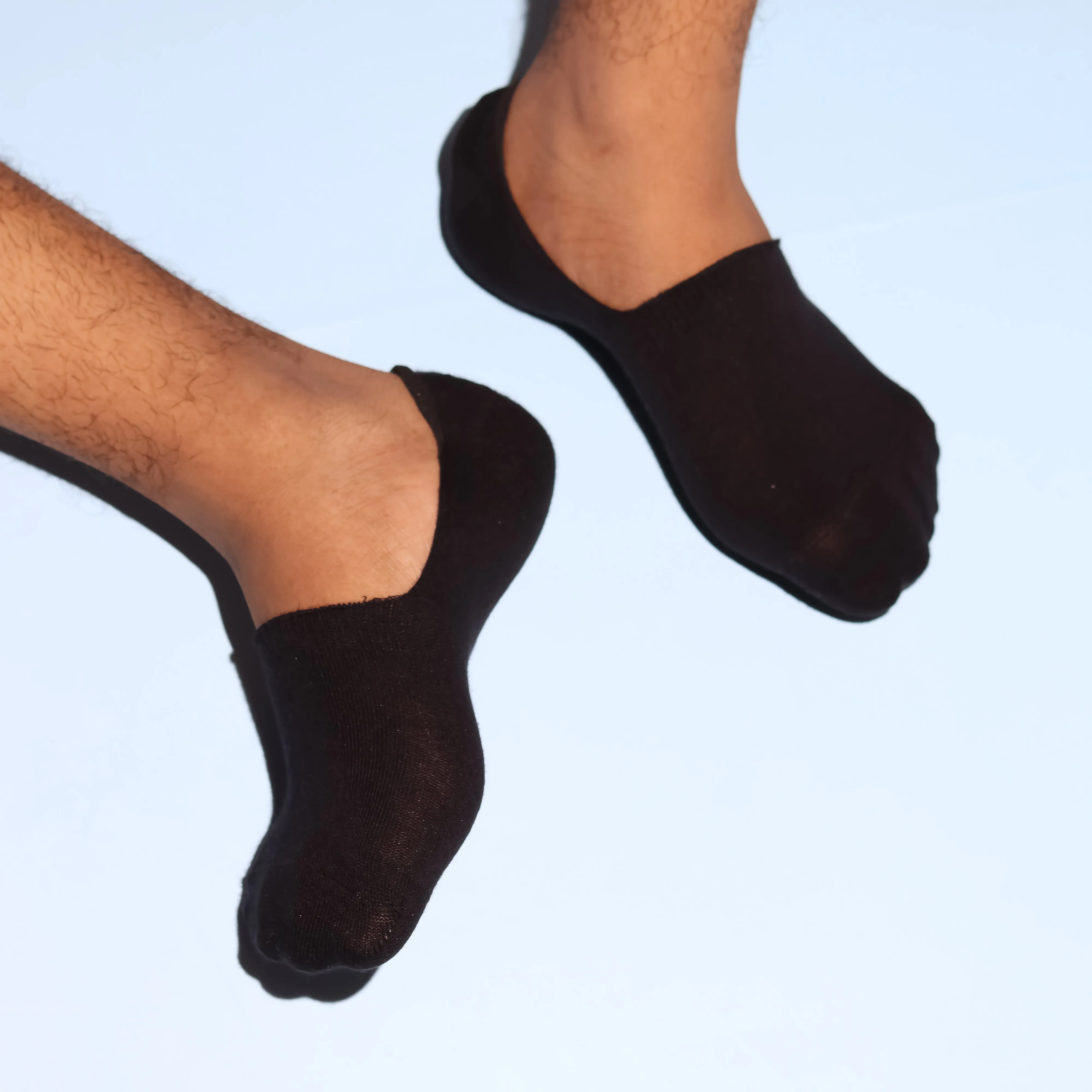 Black Solid Non-Slip No Show Loafer Socks For Men