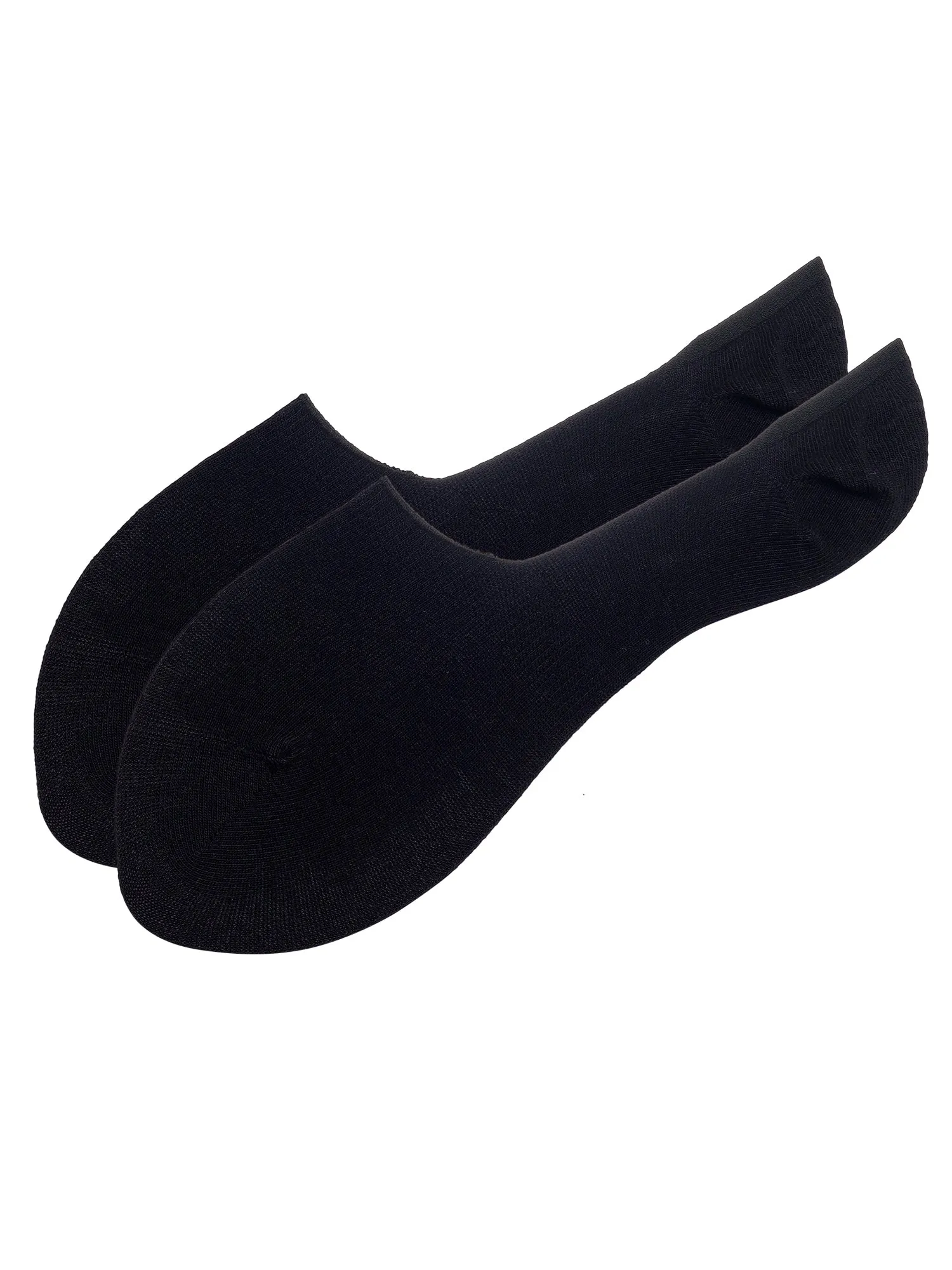 Black Solid Non-Slip No Show Loafer Socks For Men