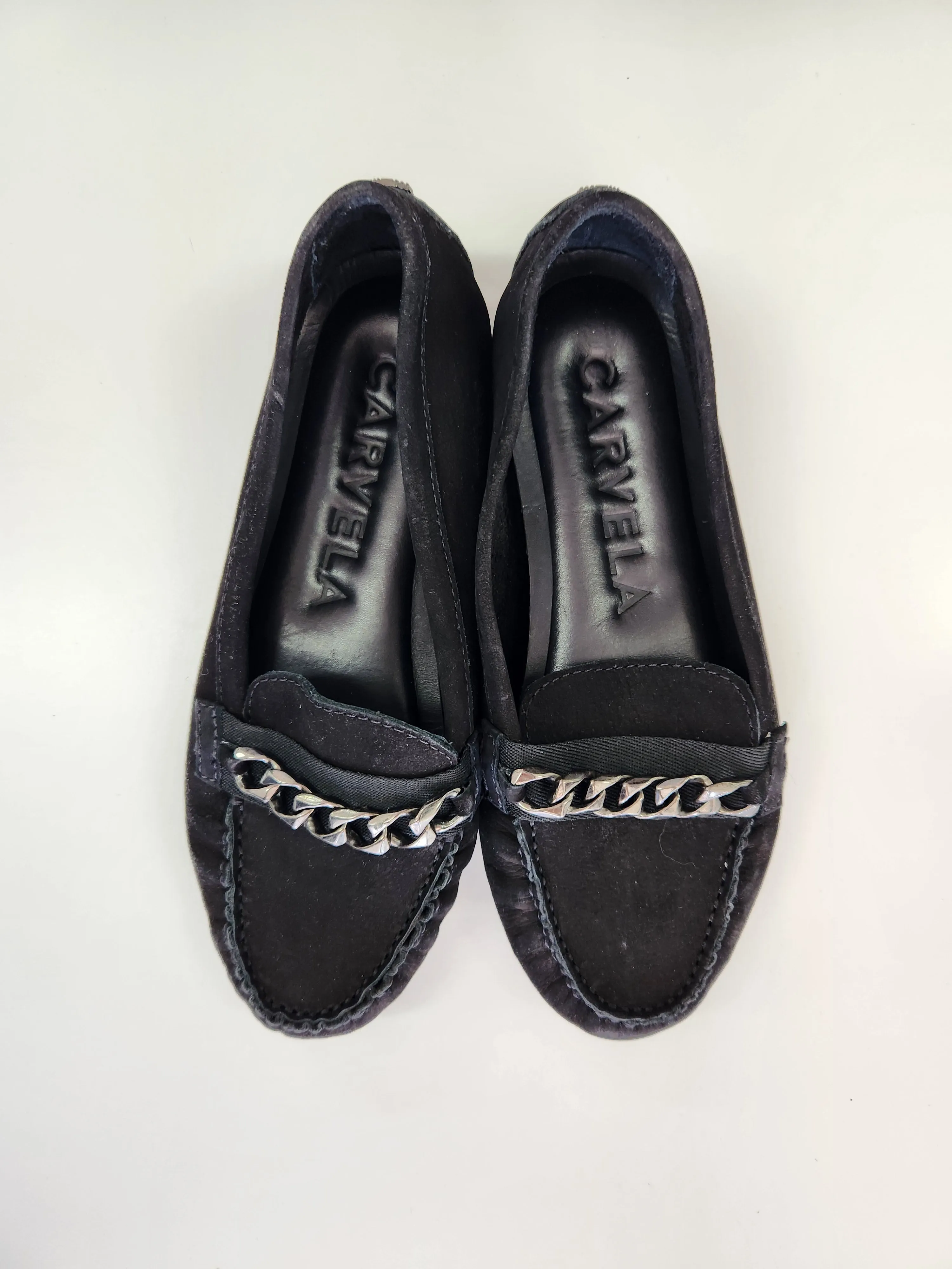 Black Velvet Chain Loafers