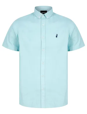 Buster Short Sleeve Cotton Twill Shirt in Angel Falls Blue - Kensington Eastside