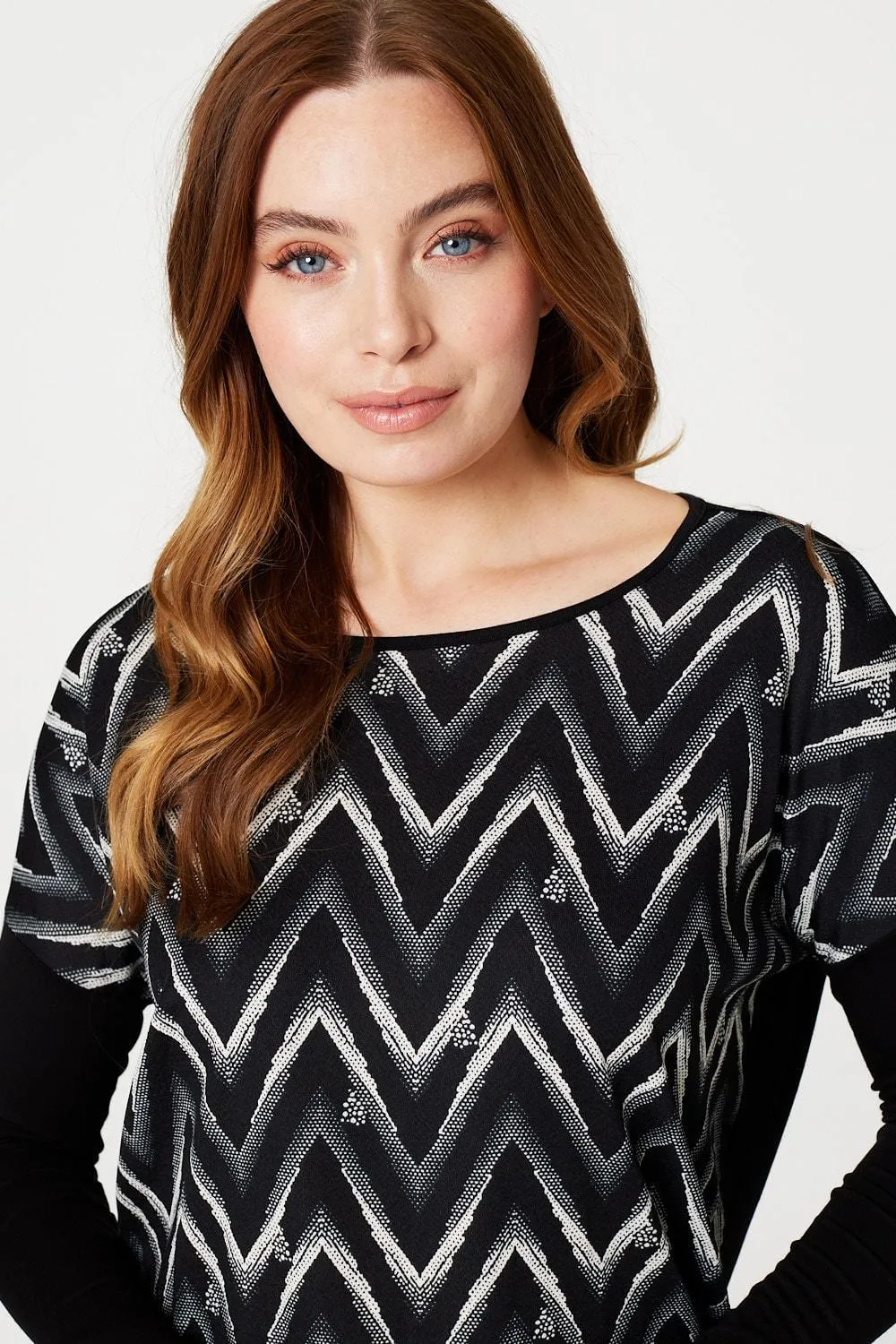 Chevron Print Long Sleeve Top