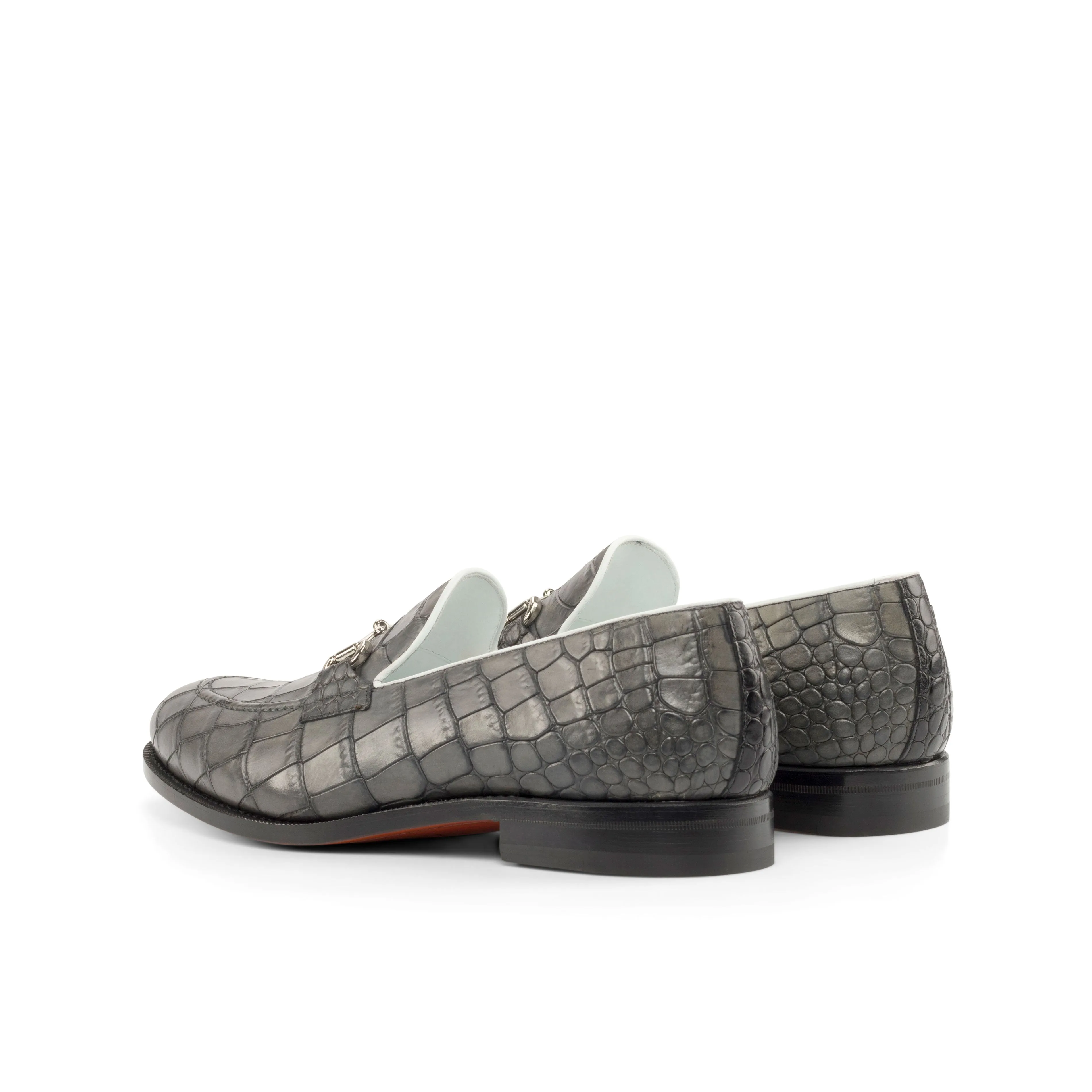 DapperFam Luciano in Grey / Black / White Men's Italian Leather Loafer