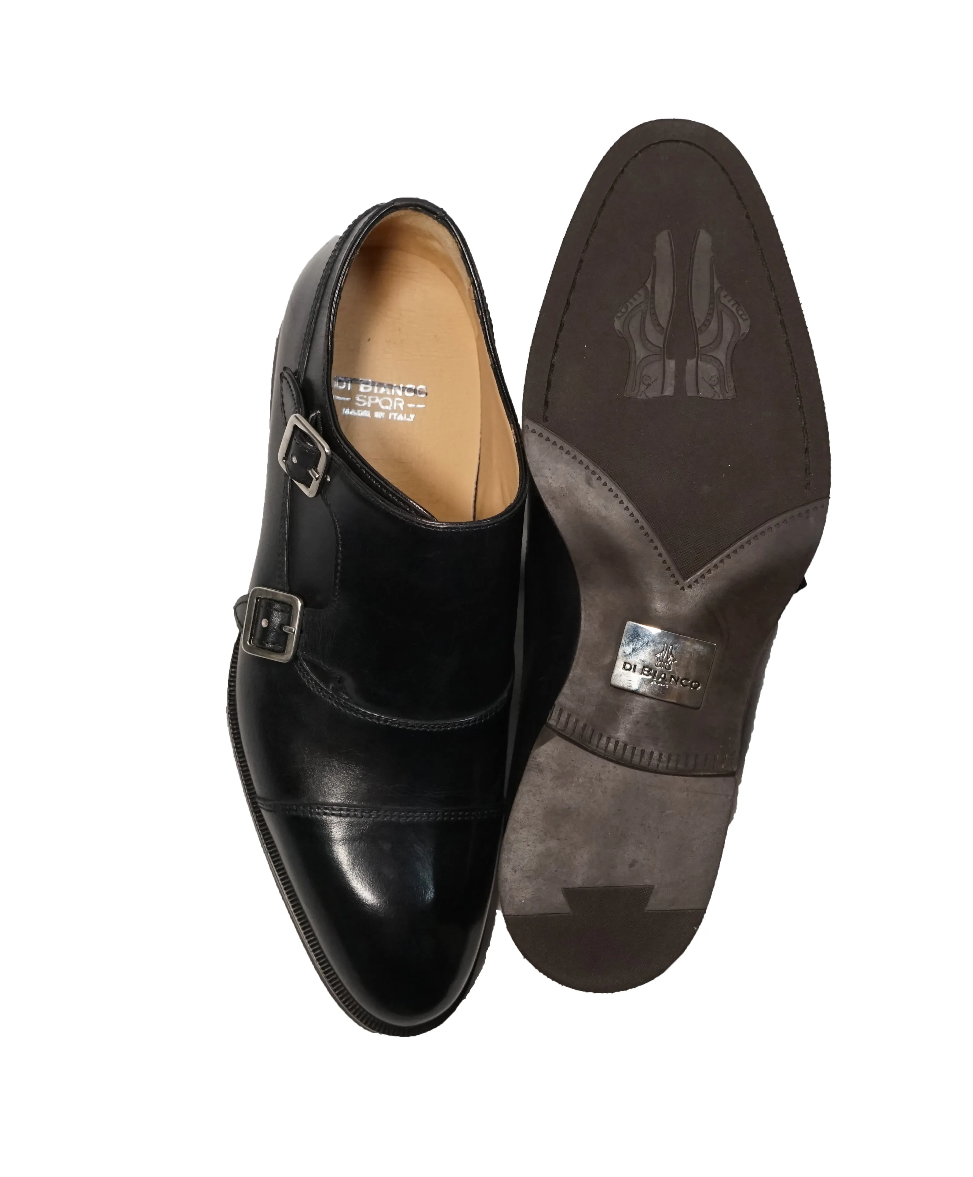 DI BIANCO - Double Monk Strap Loafers “SPQR” Black - 7