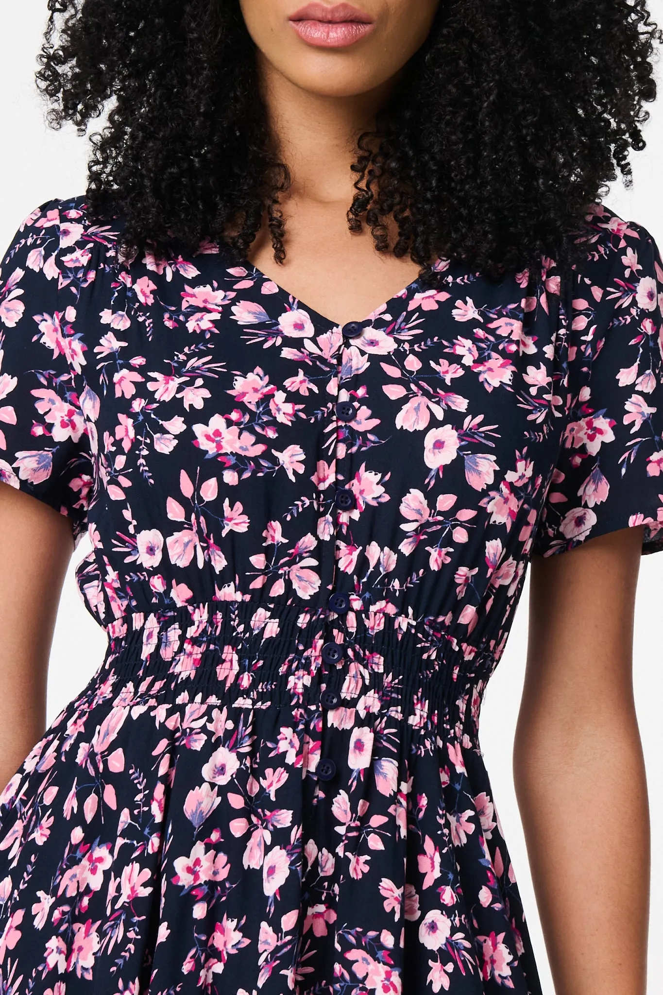 Ditsy Floral V-Neck Midi Dress