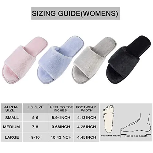 DL Open Toe Slippers for women Indoor, Cozy Memory Foam Womens House Slippers Summer Slip On, Comfy Soft Flannel Womens Bedroom Slippers Slide Breathable Size 7-8 Pink