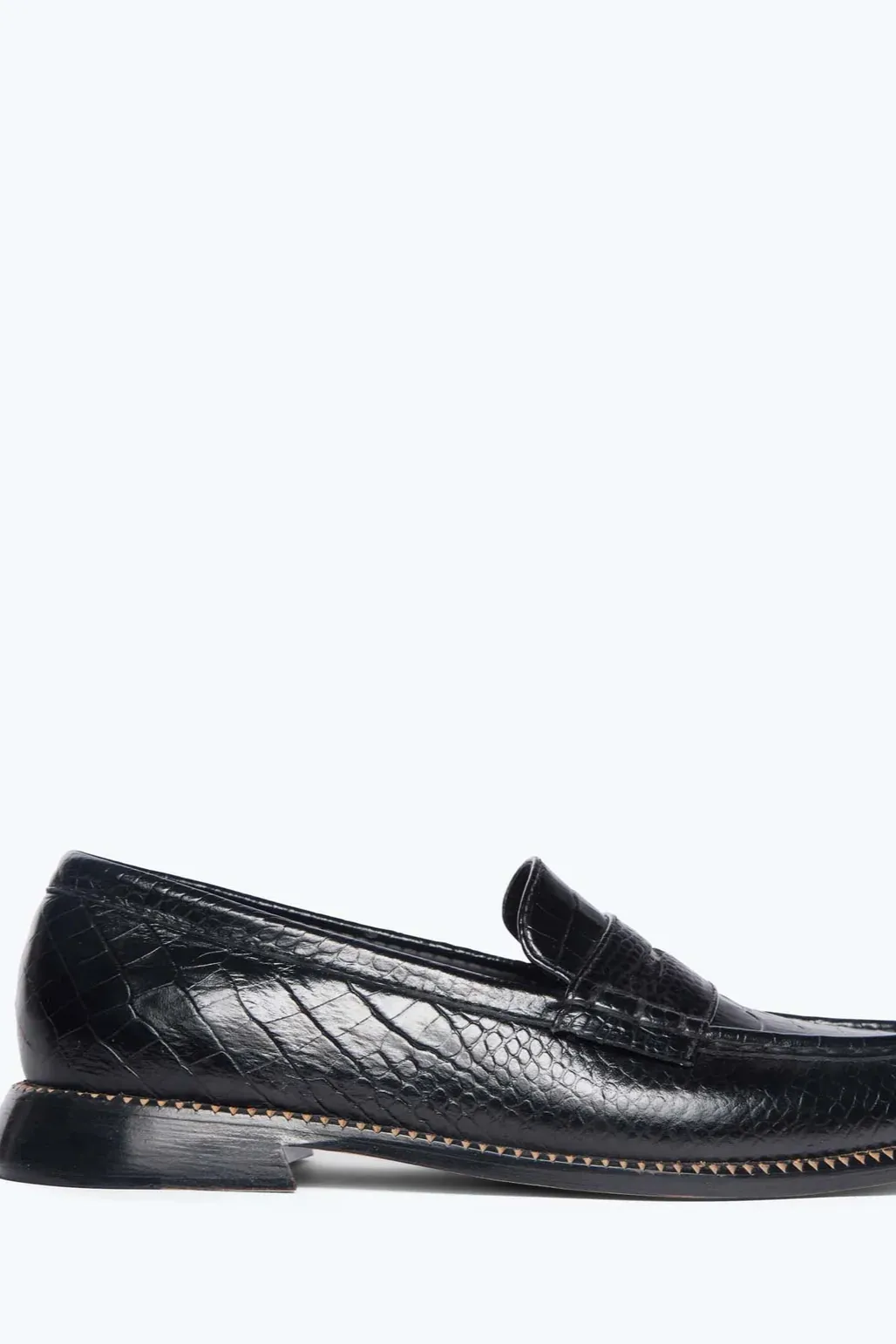 Elba Penny Loafer - Black Embossed Croc