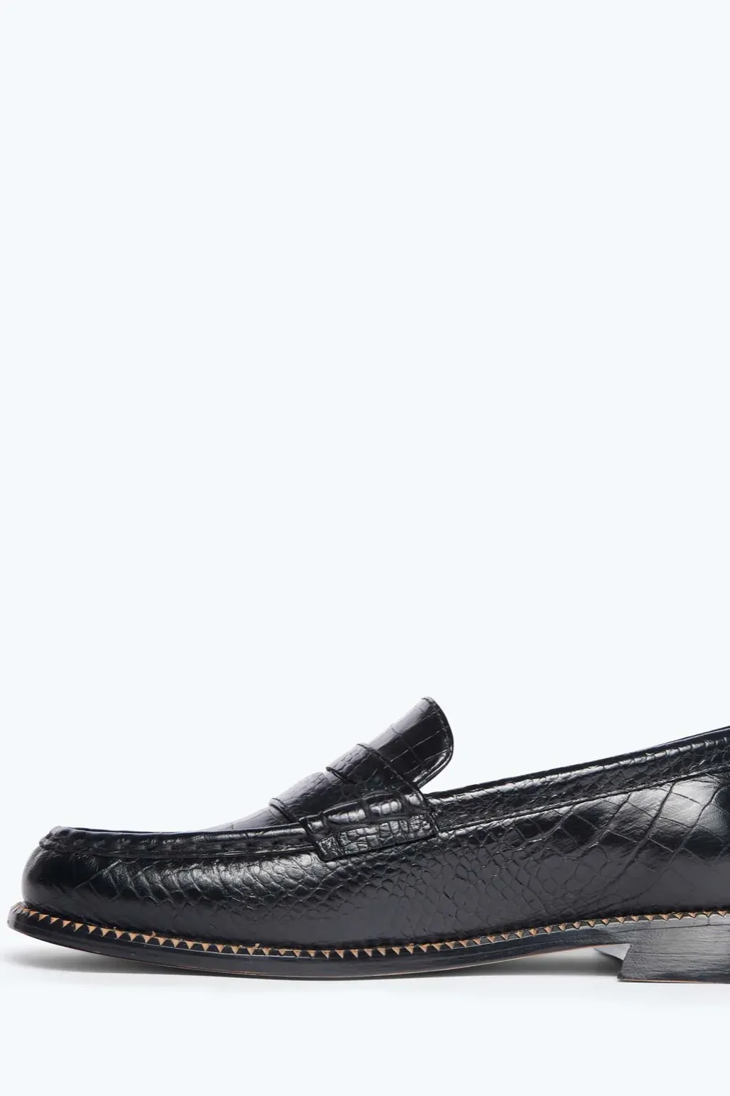 Elba Penny Loafer - Black Embossed Croc