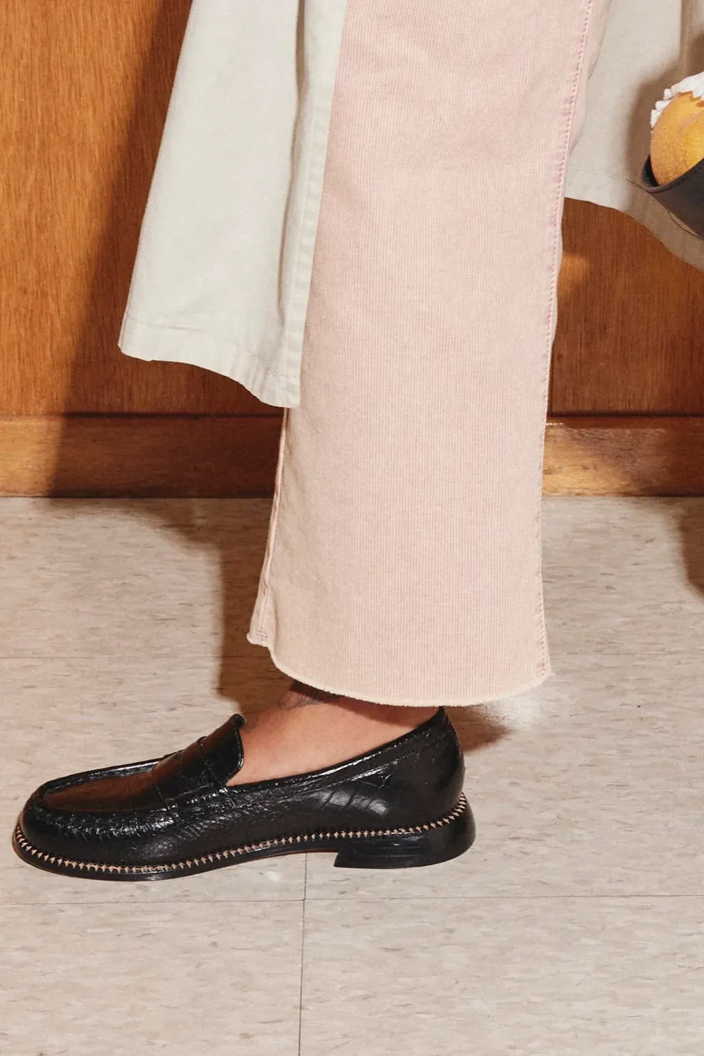 Elba Penny Loafer - Black Embossed Croc