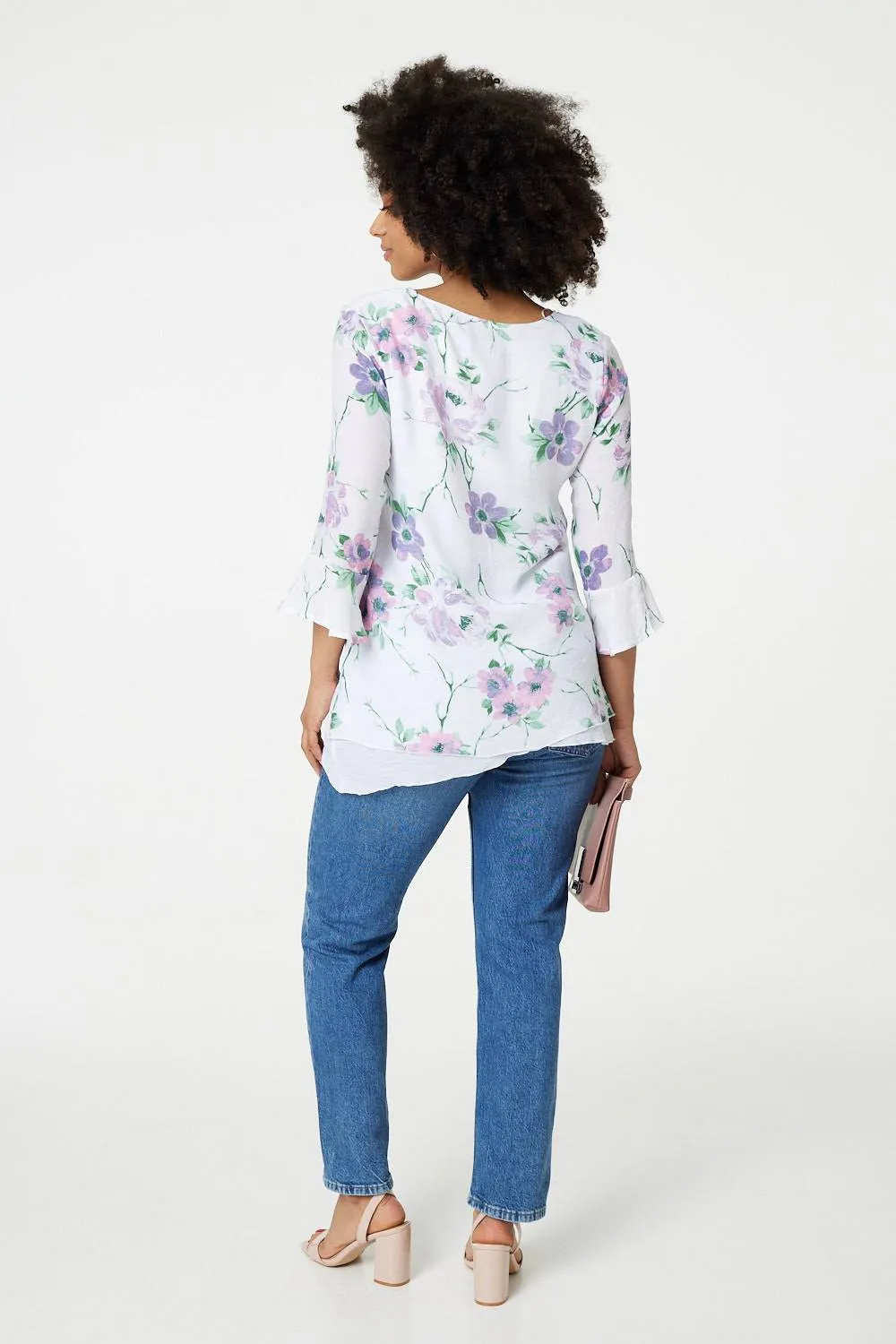 Floral Layered Hem Blouse Top