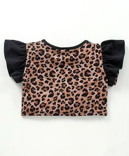 Frilled Animal Print Top Skirt Set