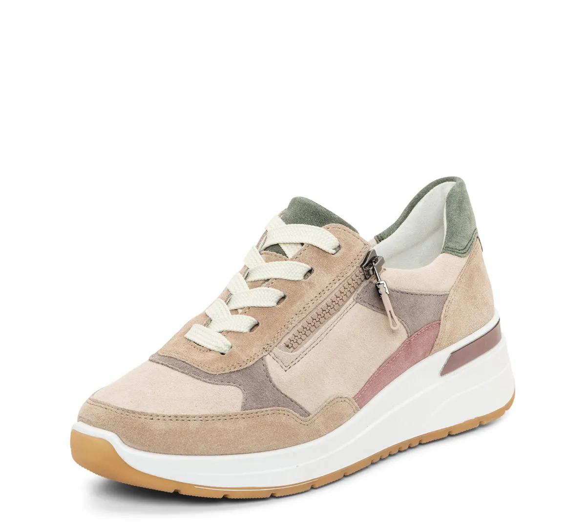 Gardenia Women's Side Zip Multi-Color Mixed Material Wedge Sneaker