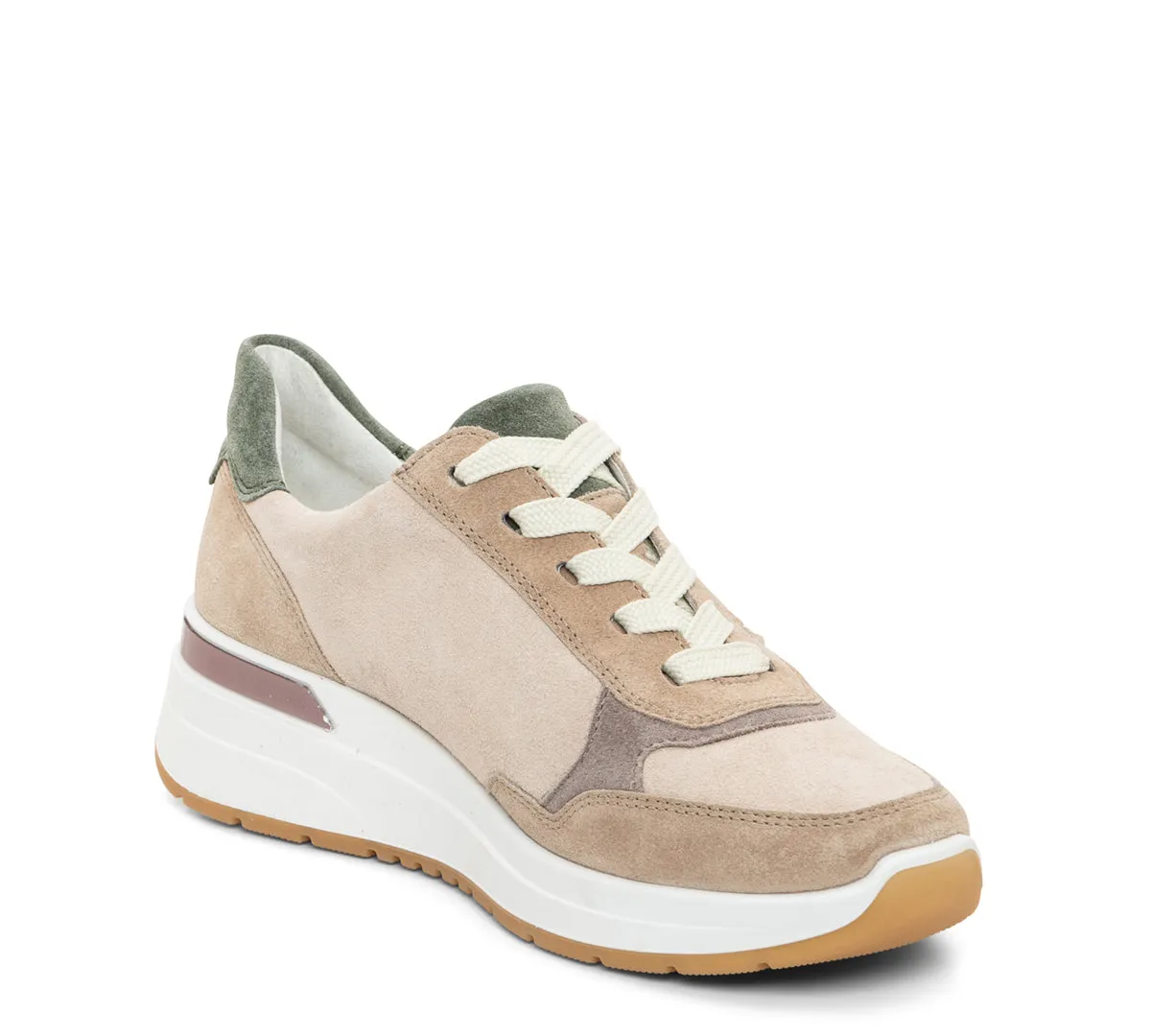 Gardenia Women's Side Zip Multi-Color Mixed Material Wedge Sneaker