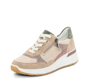 Gardenia Women's Side Zip Multi-Color Mixed Material Wedge Sneaker