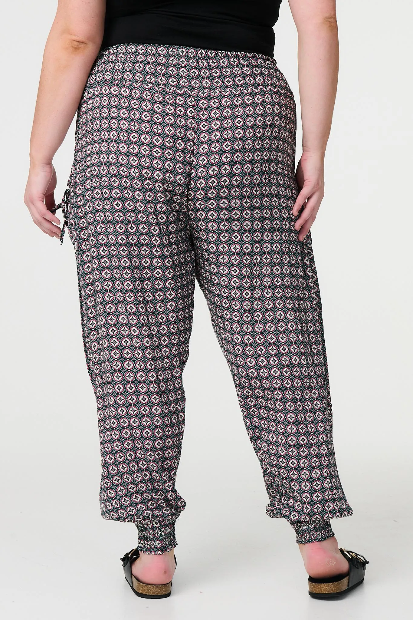 Geo Print Pull On Harem Pants