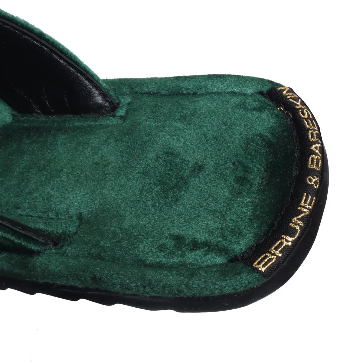 Green Cross Straps Comfy Velvet Slide-in Slippers By Brune & Bareskin