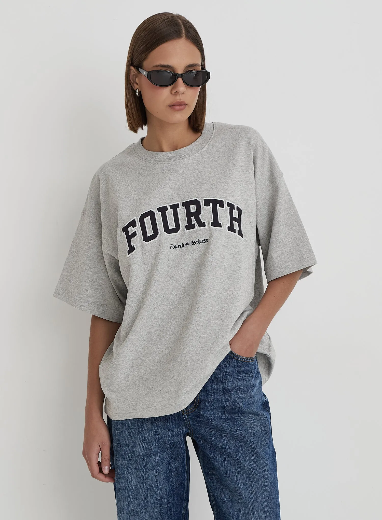 Grey Fourth Branded Oversized T-Shirt- Alice