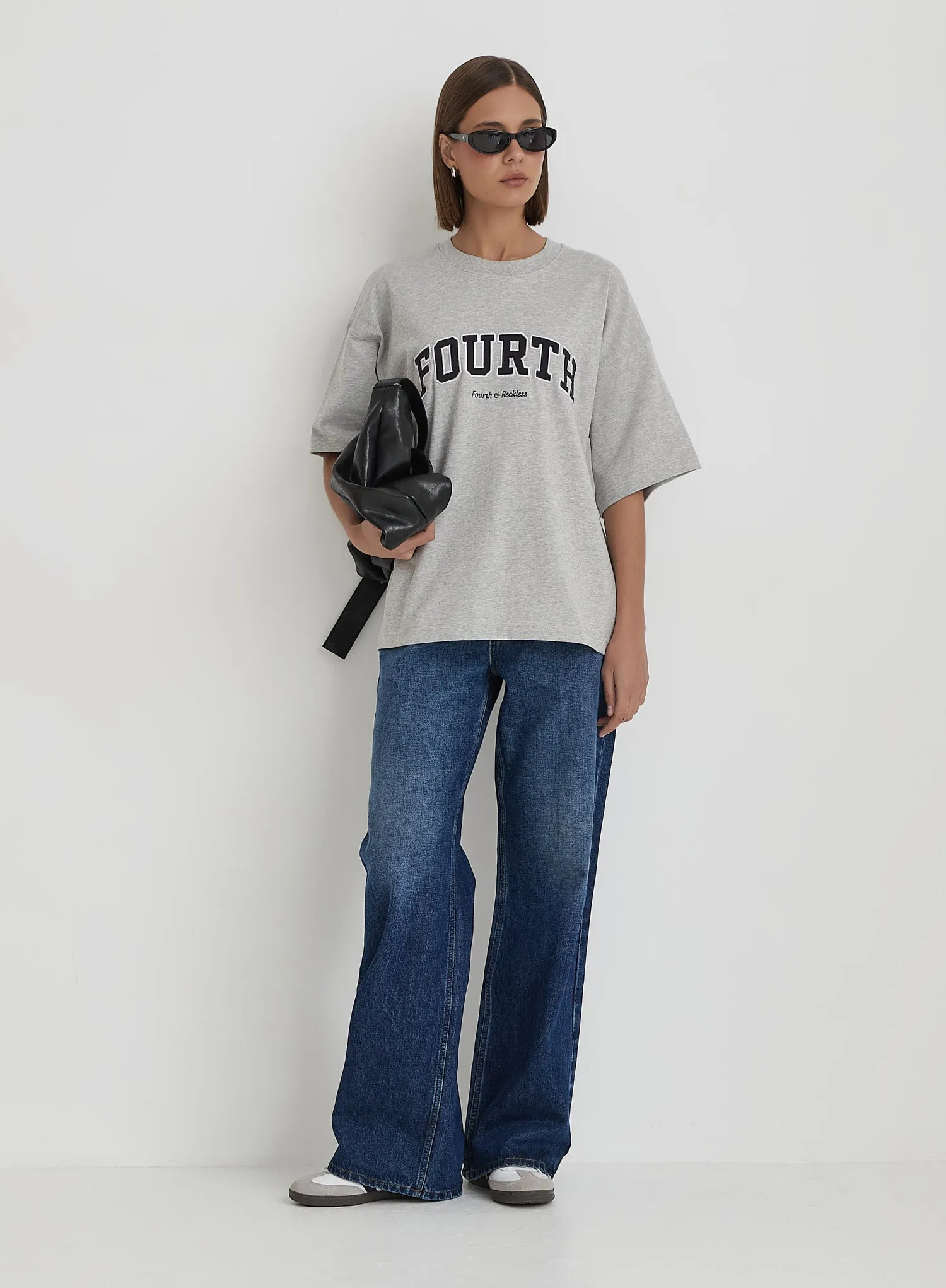 Grey Fourth Branded Oversized T-Shirt- Alice