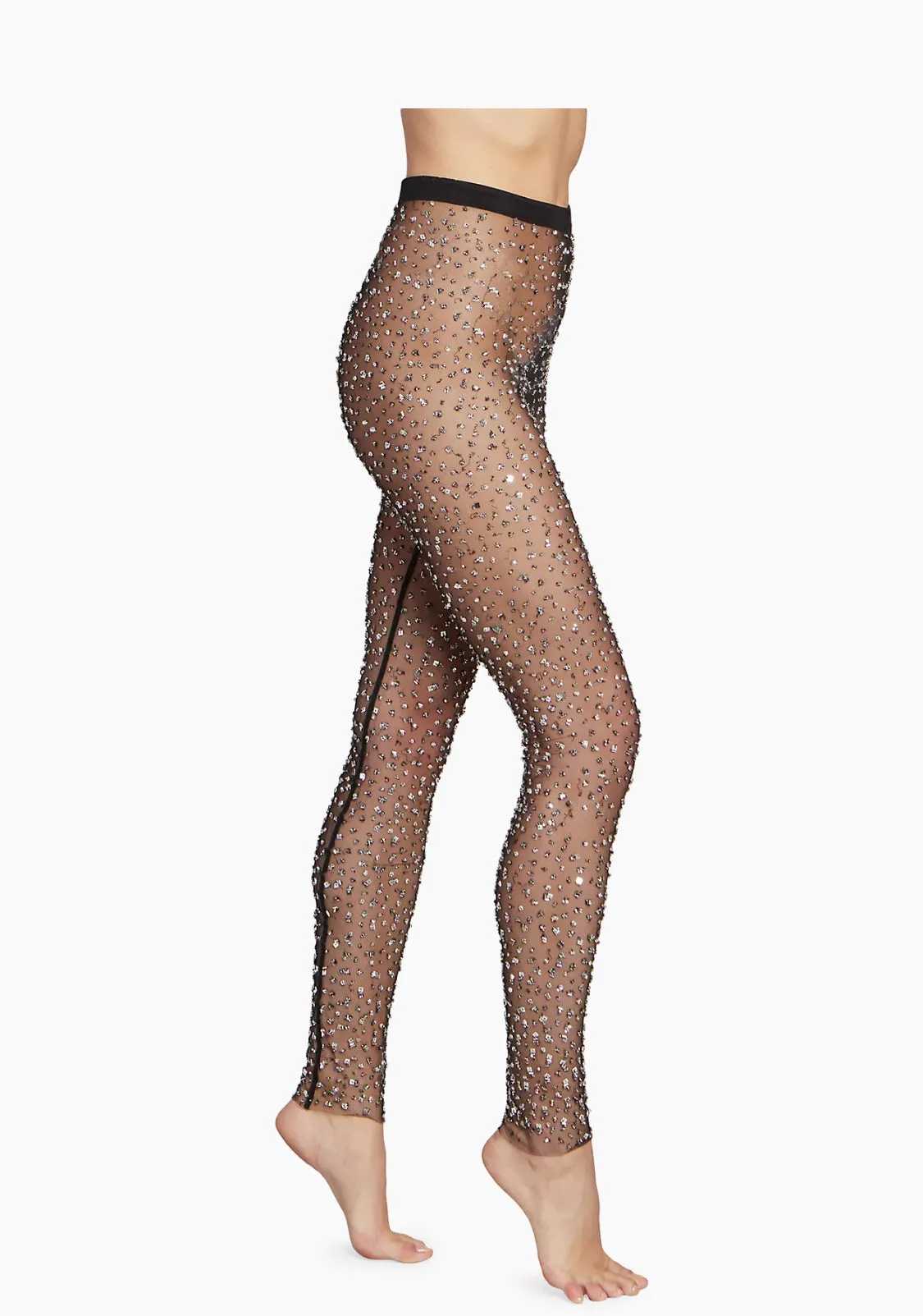 Isabel Marant Tanael Black Sheer Sequins Leggings