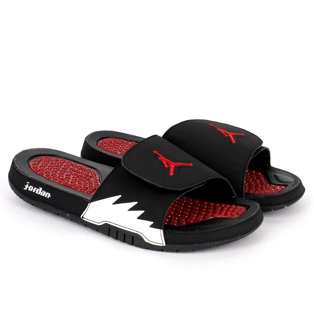 JD Hydro VRetro All Black With Red Logo Men's Slide