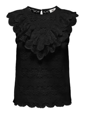 Jdyblond S/l Yoke Lace Top Jrs - Zwart