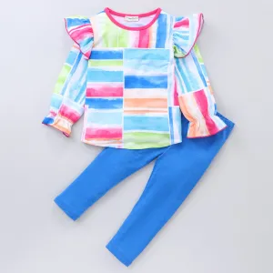 Lines and Stripes Frill Top Leggings Set