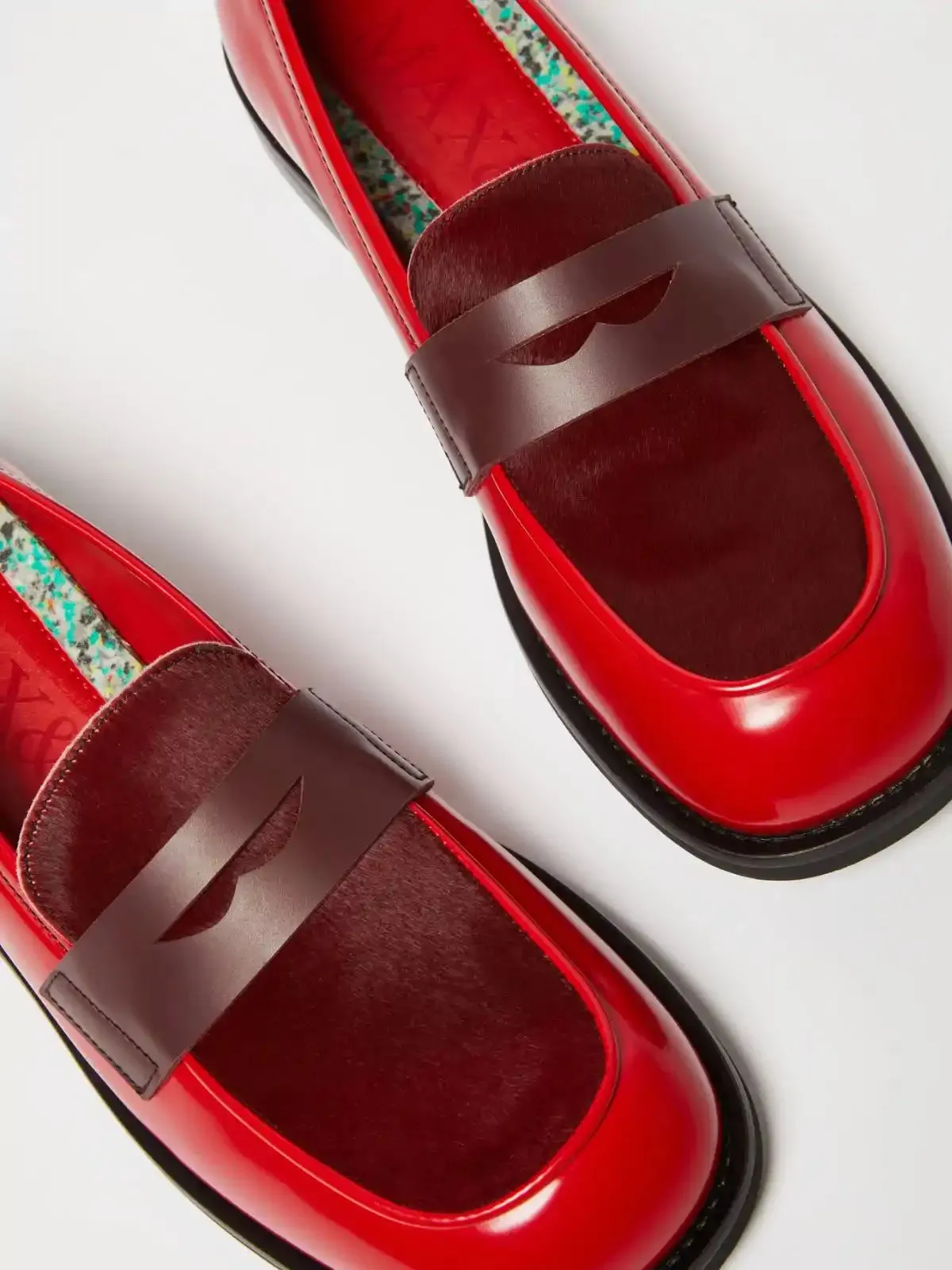 Loafers with ponyskin detail - Red