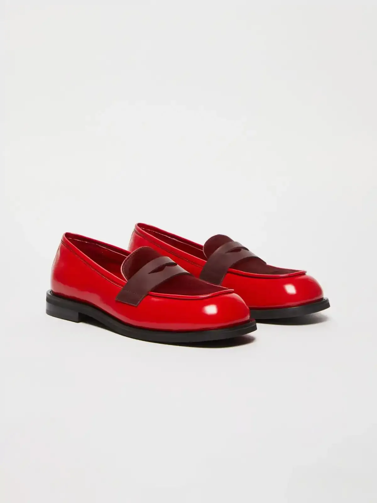 Loafers with ponyskin detail - Red