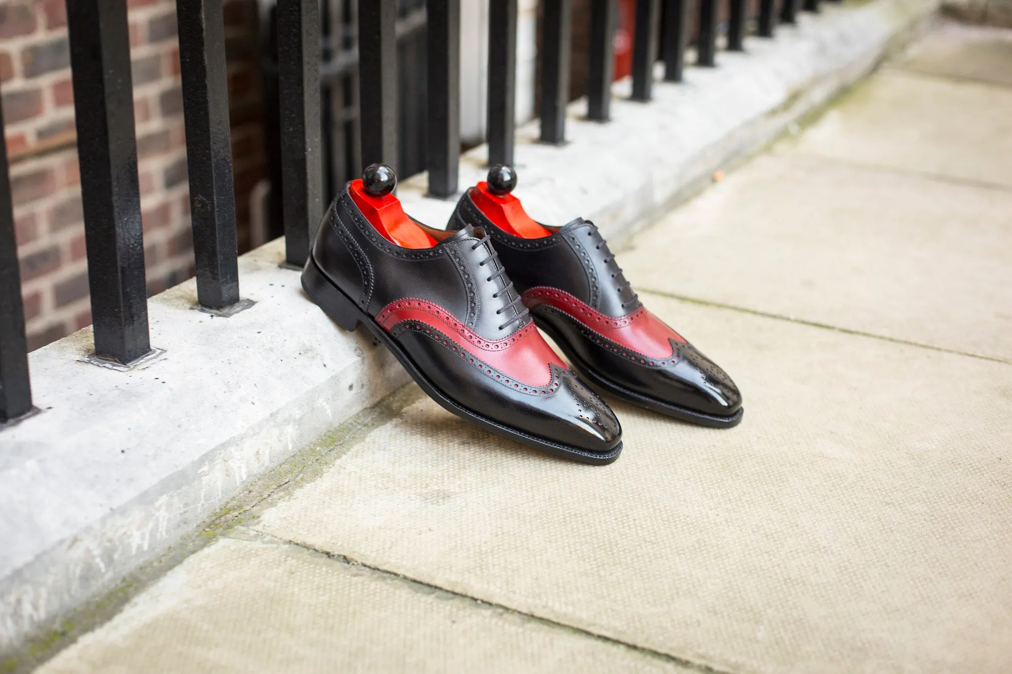 McClure - MTO - Black Calf / Red Calf - "13" Medallion - MGF Last - Single Leather Sole