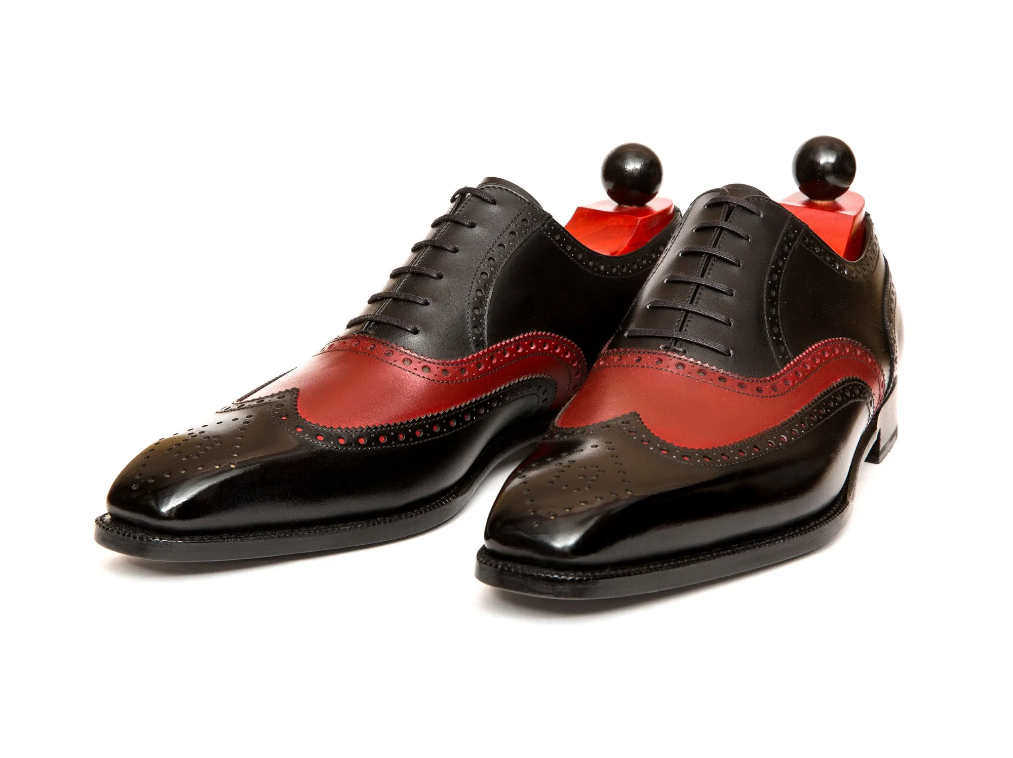 McClure - MTO - Black Calf / Red Calf - "13" Medallion - MGF Last - Single Leather Sole