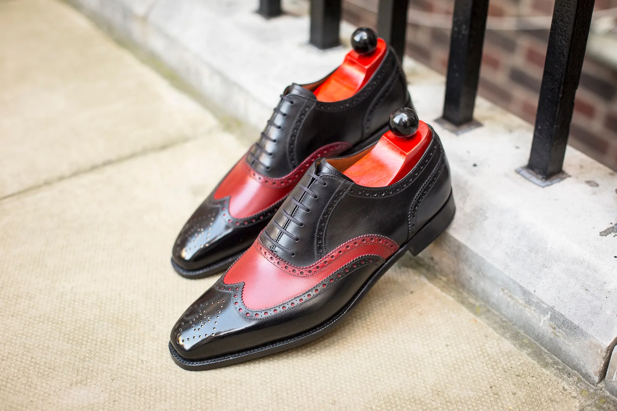 McClure - MTO - Black Calf / Red Calf - "13" Medallion - MGF Last - Single Leather Sole