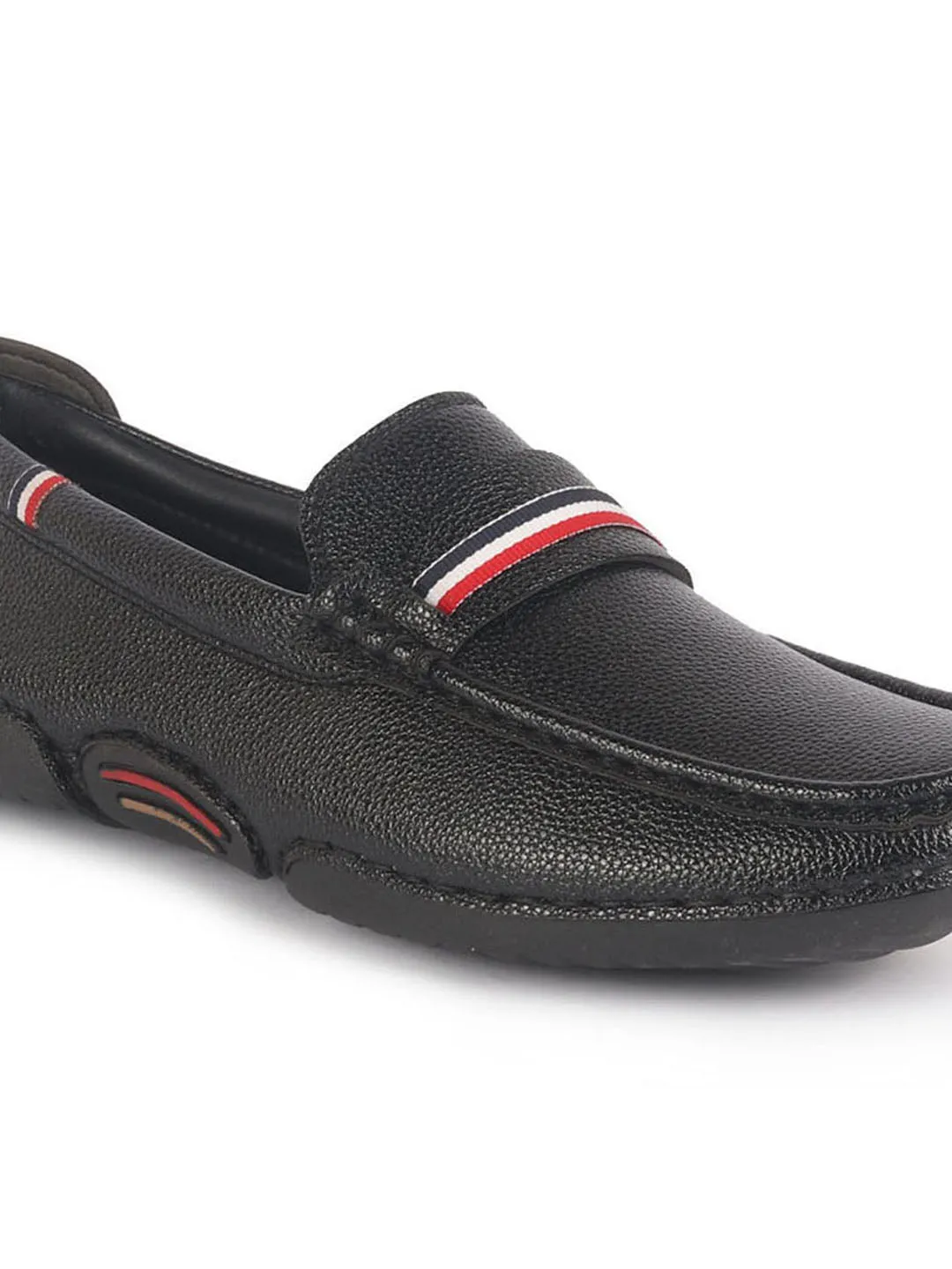 Men Black Stitched Stripe Design Classic Slip-Ons Loafer with Flexible Slip Resistant Sole|Slip On Shoes|Casual Shoes