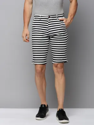 Men Black Striped Casual Shorts