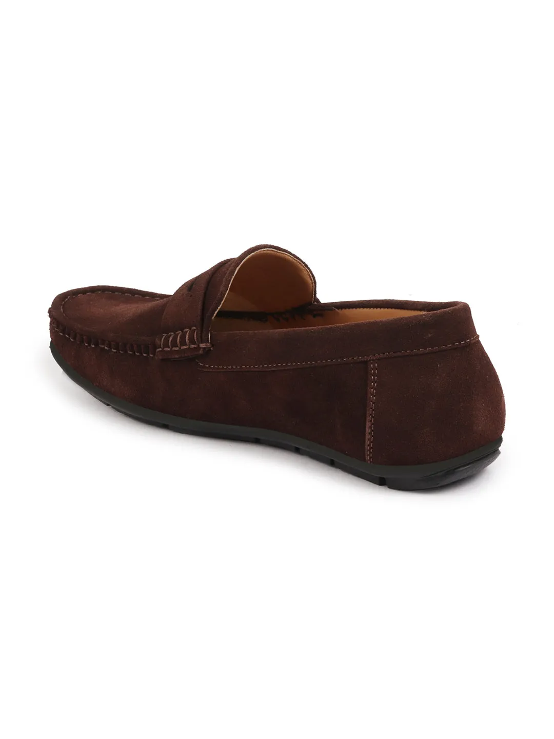 Men Brown Suede Leather Side Stitched Slip On Driving Loafer|Party Loafer|Moccasin For Wedding Party