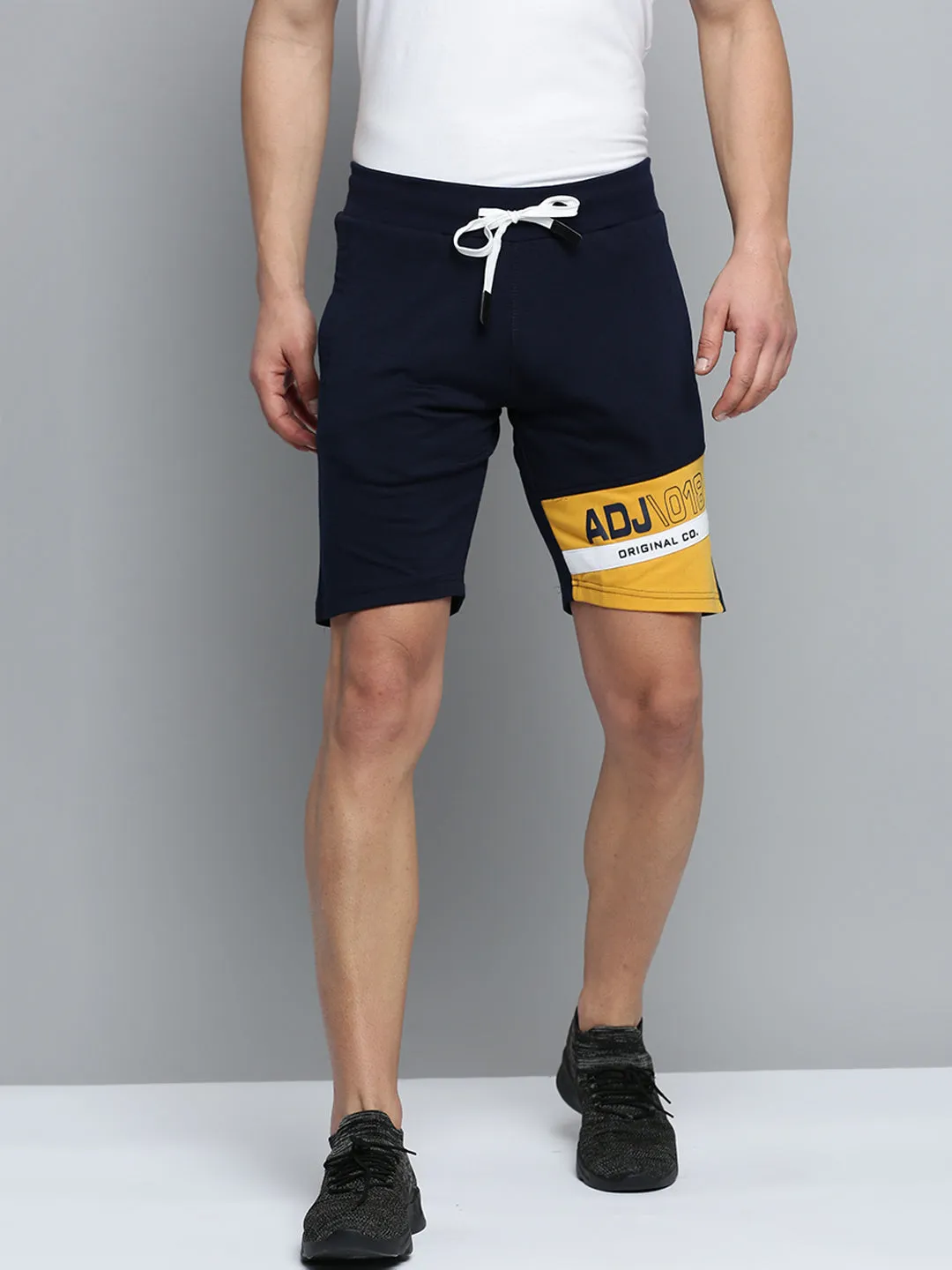 Men Navy Colourblock Casual Shorts