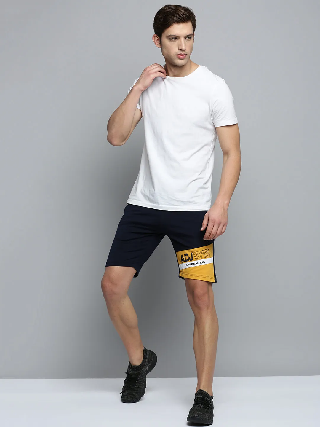 Men Navy Colourblock Casual Shorts