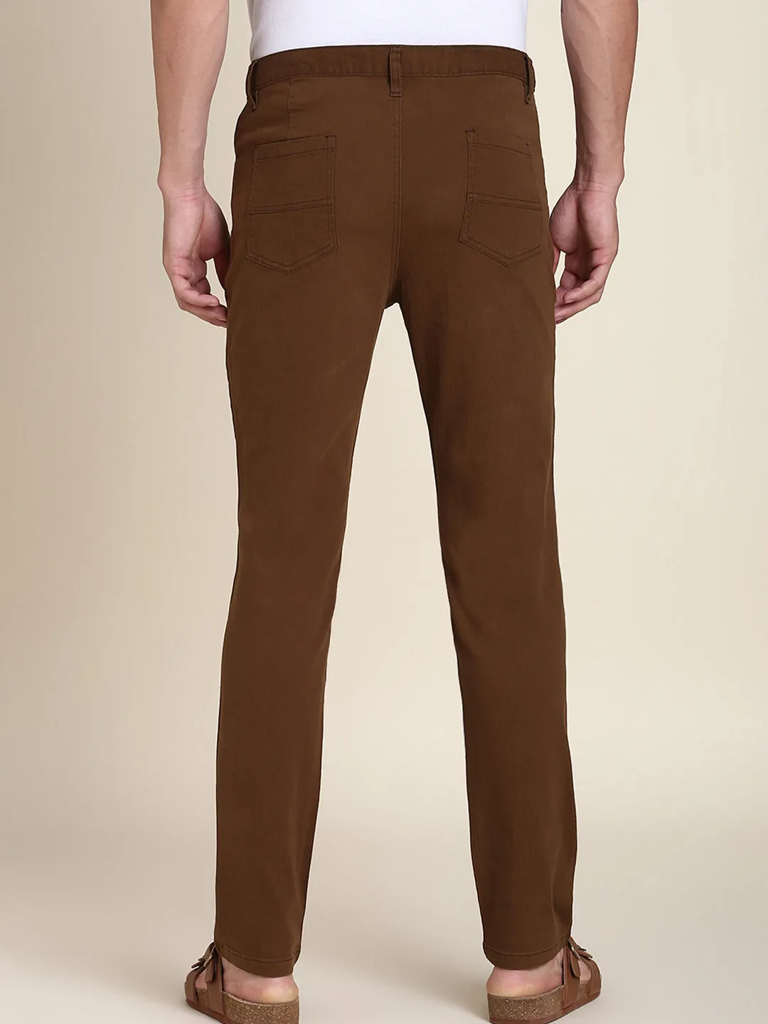 Men's Brown Solid Chino