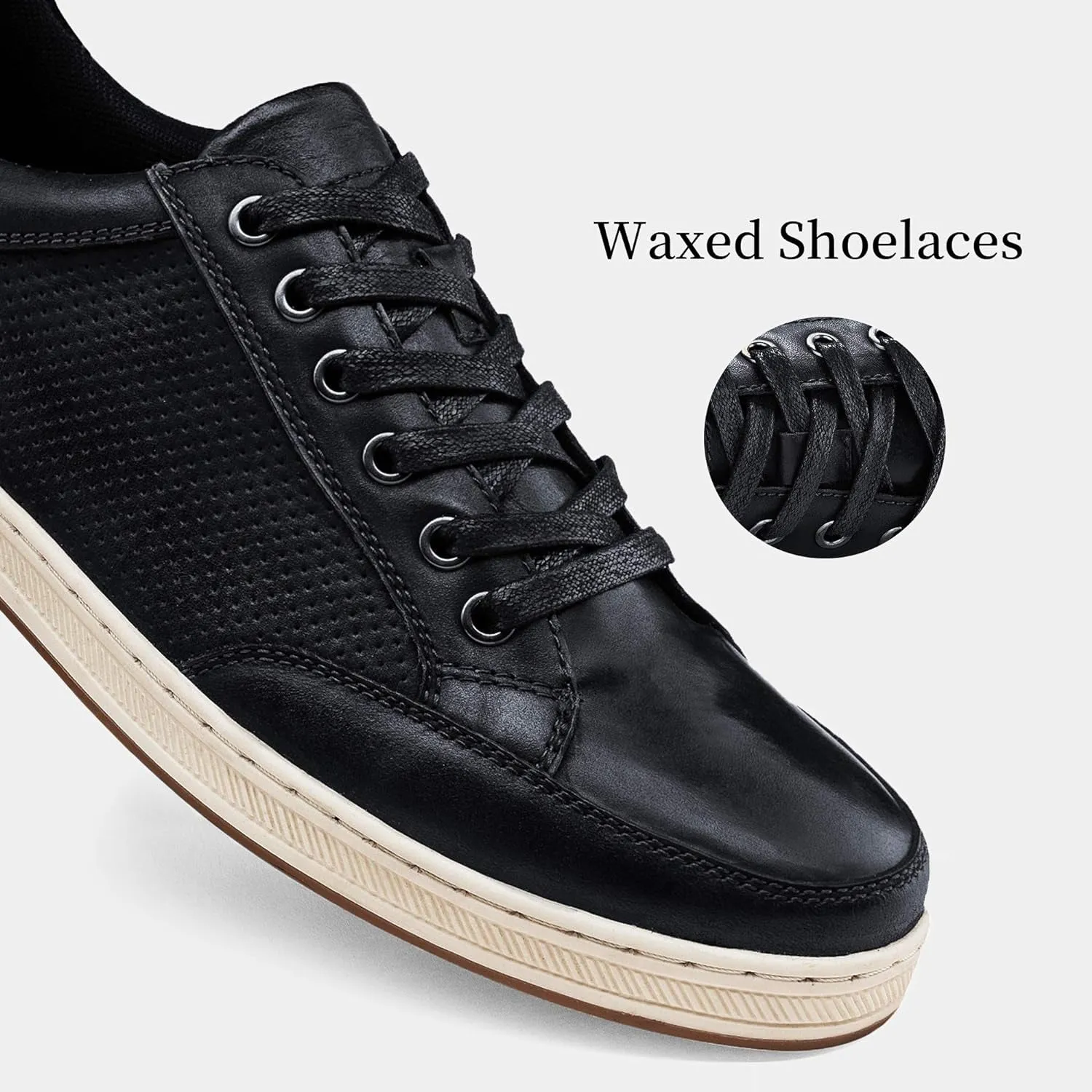 Men'S Fashion Sneakers Causal Shoes Business Leather Breathable Hole Oxford(A65996 Black 11)