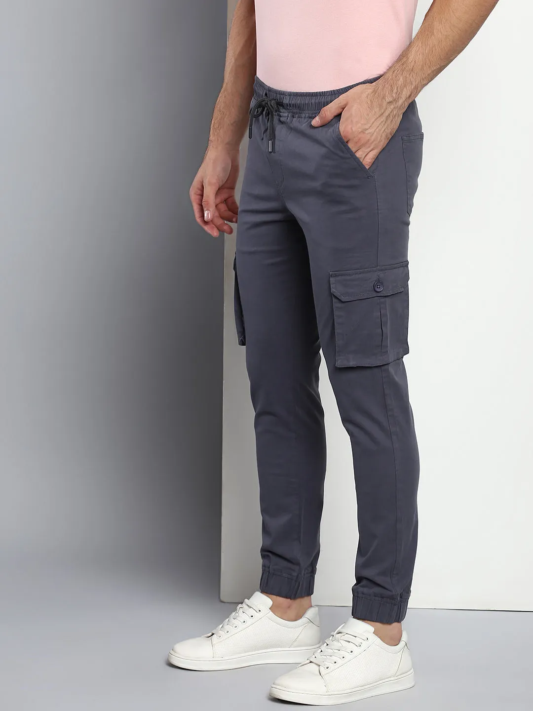 Men's Tapered Fit Cotton Joggers (Steelgrey)