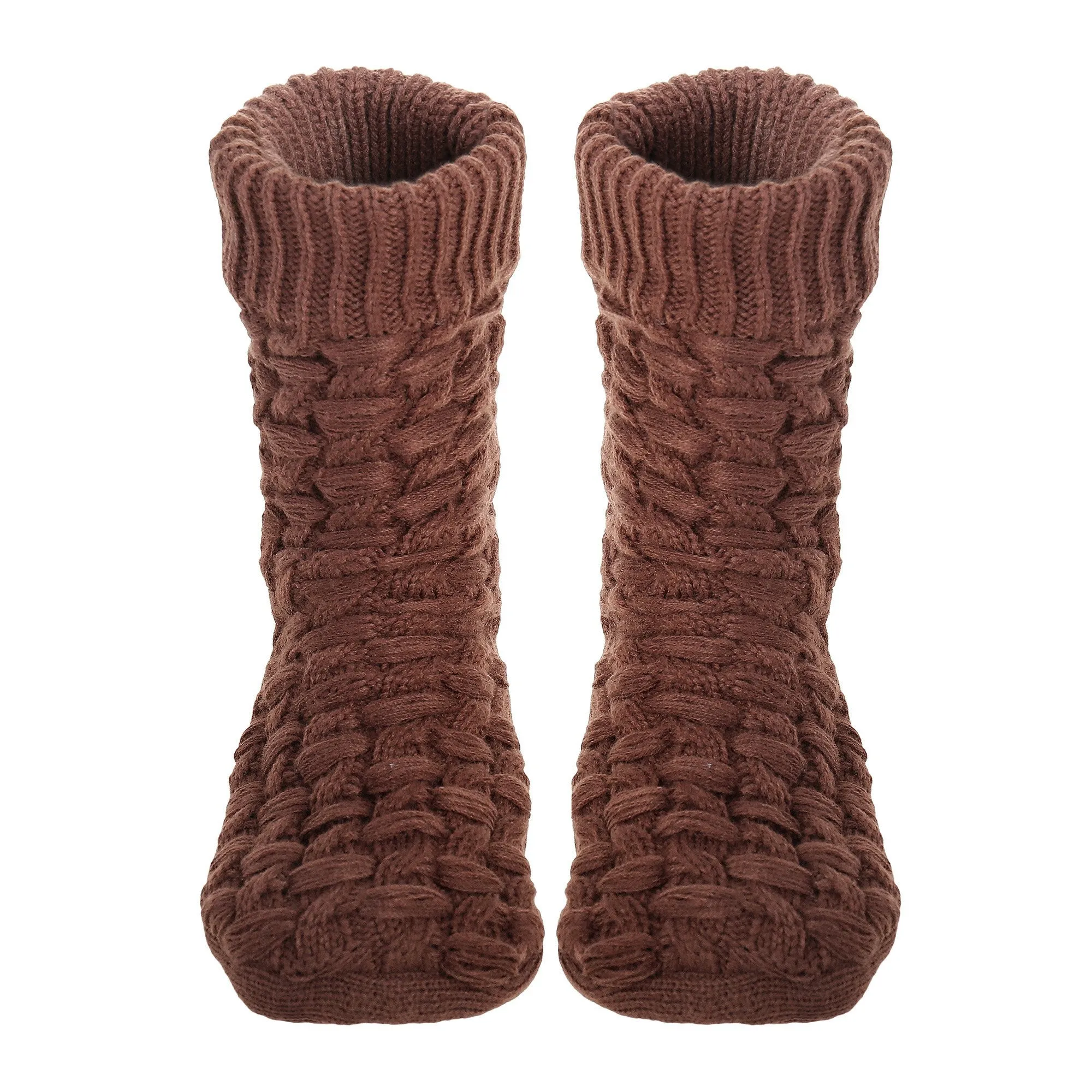 Men's Thick Basket Weave No-Skid Slipper Socks