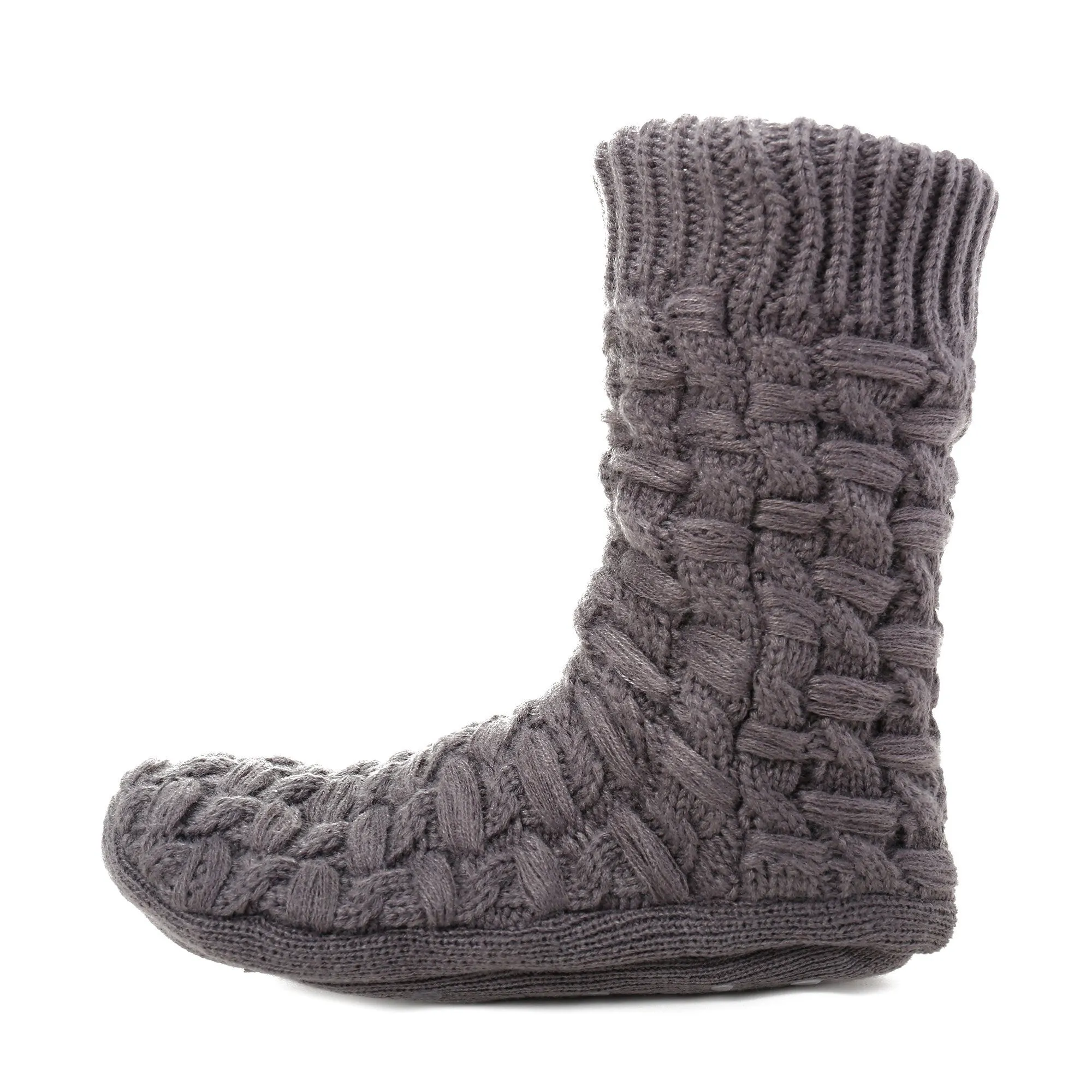 Men's Thick Basket Weave No-Skid Slipper Socks