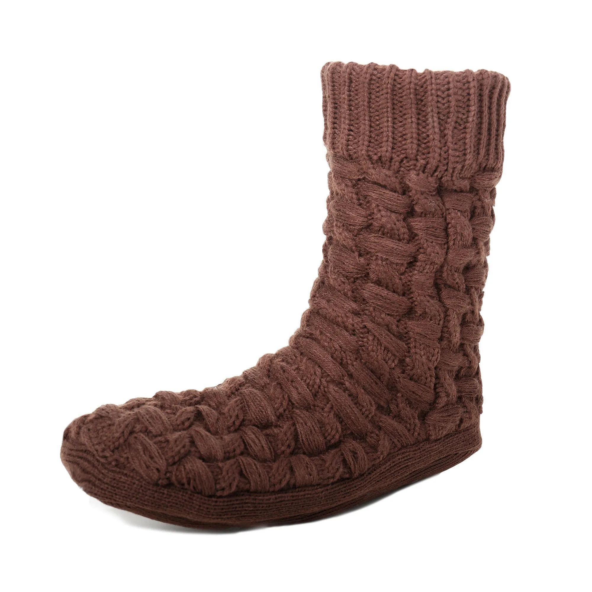 Men's Thick Basket Weave No-Skid Slipper Socks