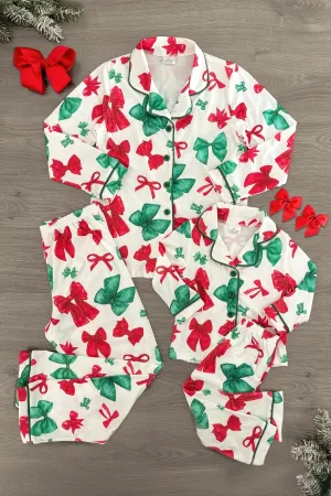 Mom & Me - Red & Green Bow Pajamas