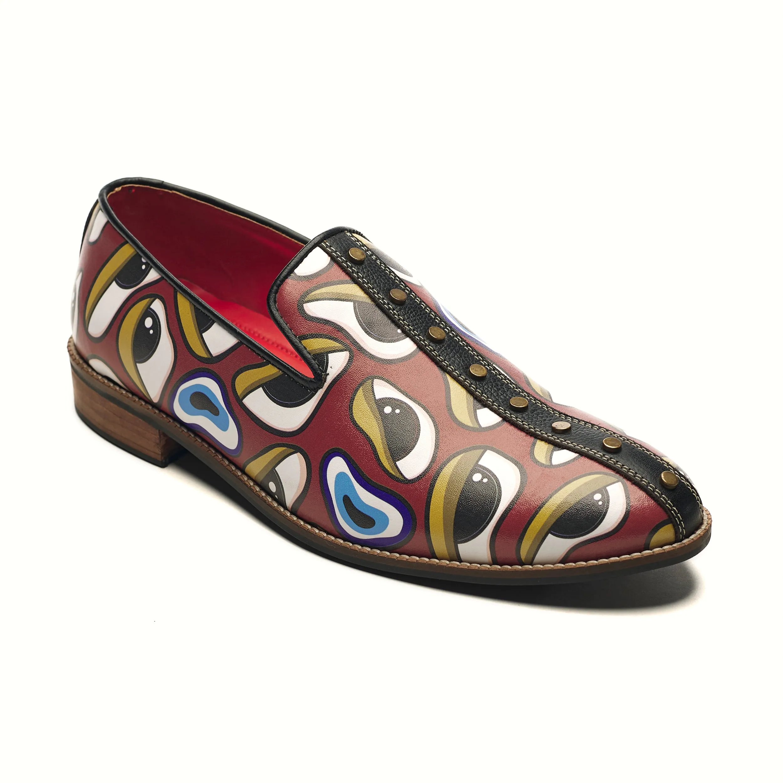 ‘Nazar’ Striped Loafers Men – Crimson