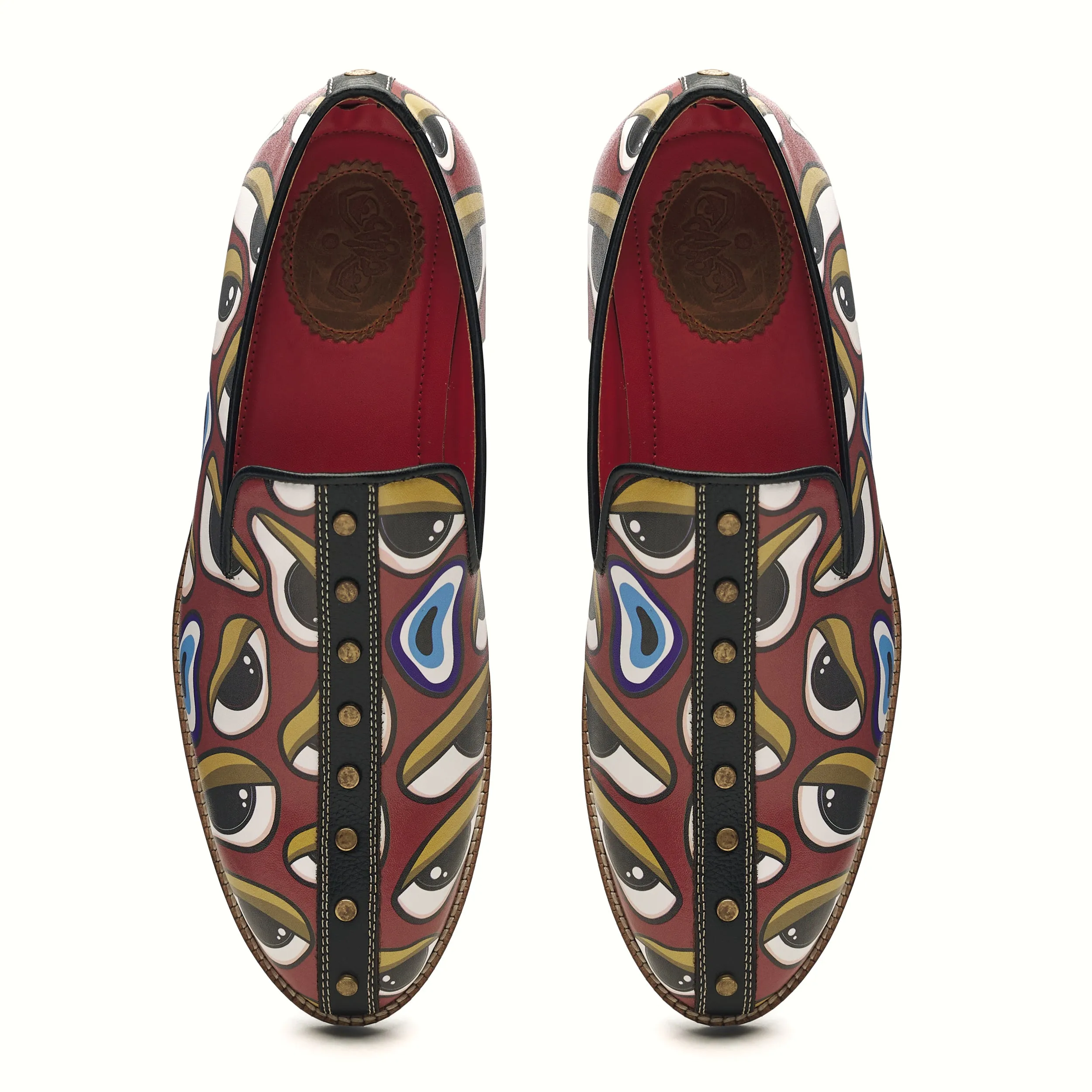 ‘Nazar’ Striped Loafers Men – Crimson