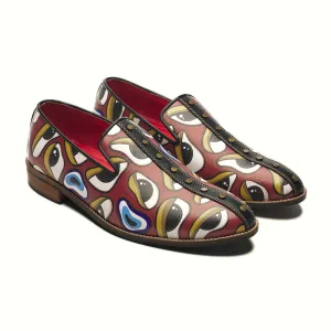 ‘Nazar’ Striped Loafers Men – Crimson